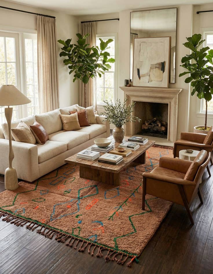 Detail image of 6' 10 x 9' 7  Hand Knotted Moroccan Wool Rug