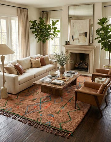 6' 10 x 9' 7 Hand Knotted Moroccan Wool Rug