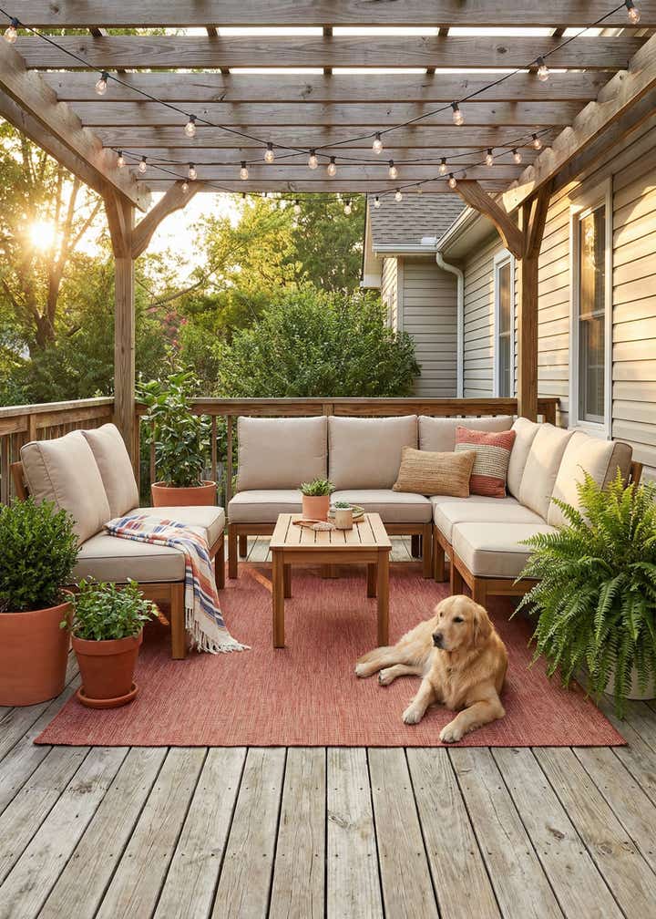 6' x 9' Easy-Clean Solid Indoor / Outdoor Rug