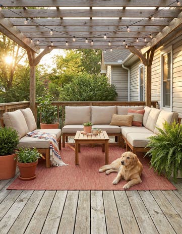 6' x 9' Easy-Clean Solid Indoor / Outdoor Rug