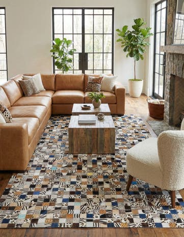 5' x 8' Cowhide Leather Rug