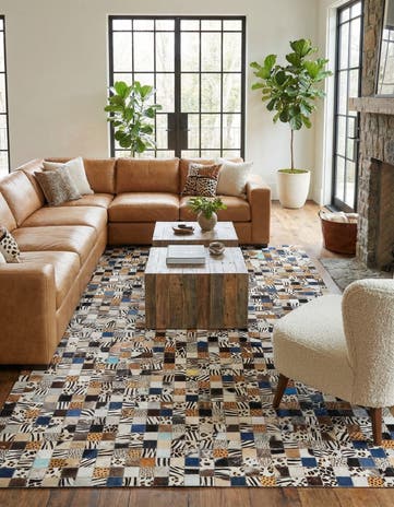 5' x 8' Cowhide Leather Rug