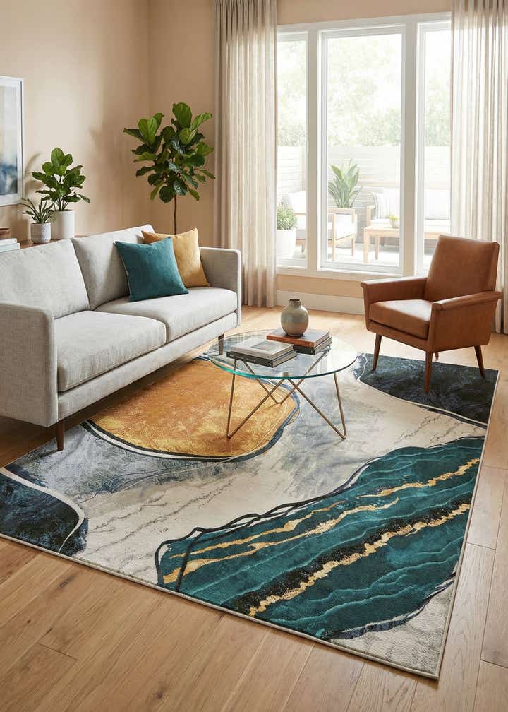 9' x 12' Easy-Clean Modern Indoor / Outdoor Rug