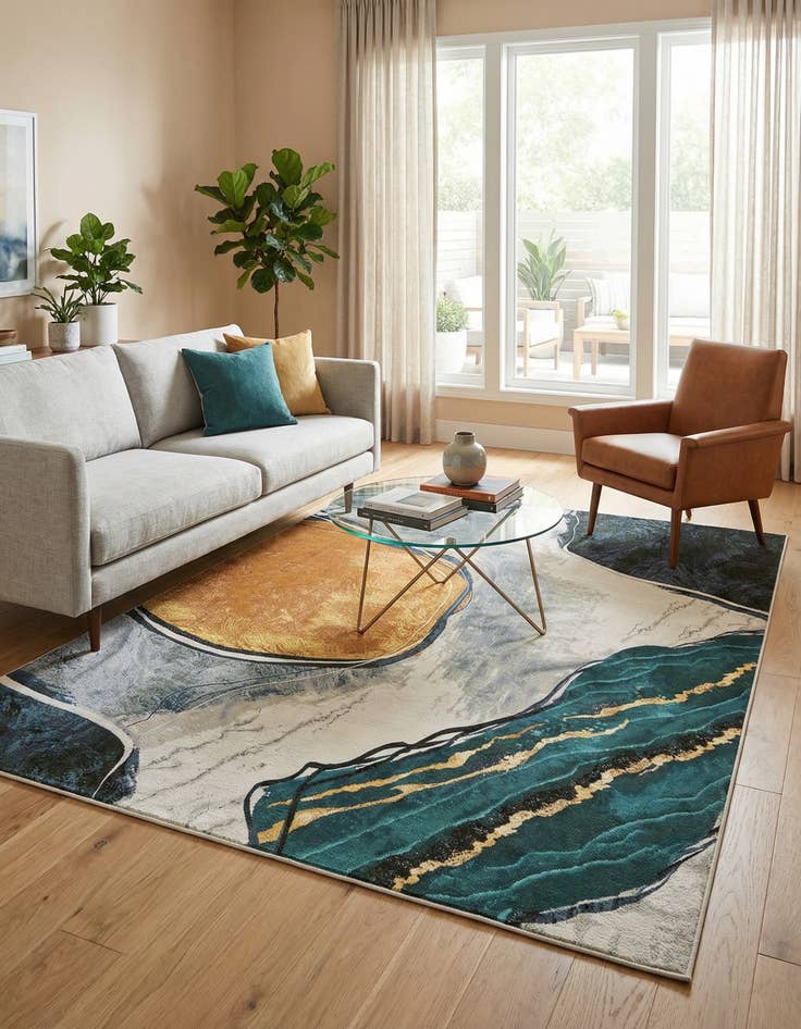 Detail image of  9' x 12'  Washable Modern Indoor / Outdoor Rug