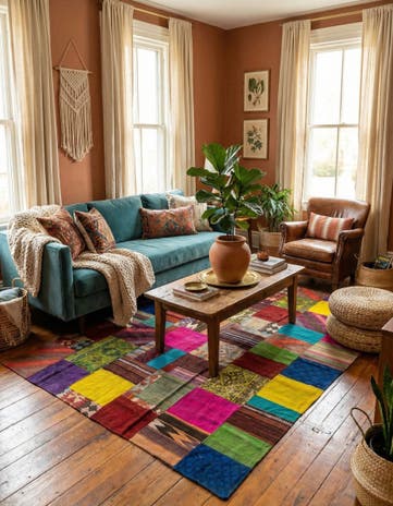 6' 9 x 10' Hand Woven Kilim Patchwork Wool Rug