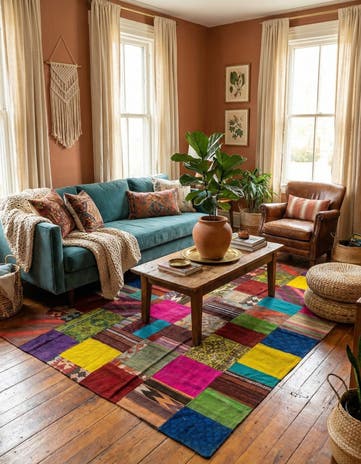 6' 9 x 10' Hand Woven Kilim Patchwork Wool Rug