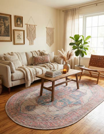 5' 3 x 8' Washable Nostalgia Oval Rug