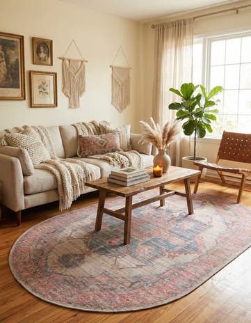 5' 3 x 8' Washable Nostalgia Oval Rug