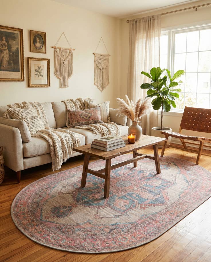 Detail image of 5' 3 x 8' Washable Nostalgia Oval Rug