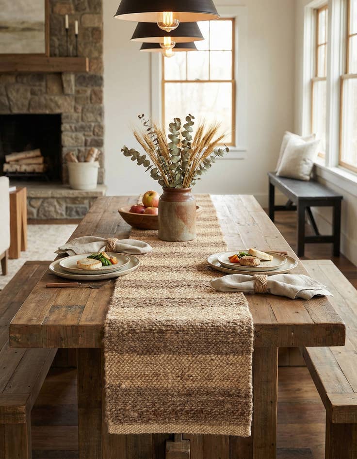 Detail image of 1' 2 x 6' 1  Hand Braided Jute Table Runner Rug