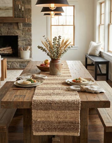 Natural Ivory Handmade Braided Jute Table Runner Rug