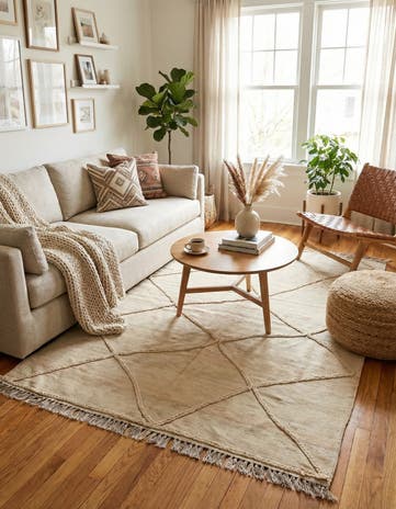 5' 7 x 7' 9 Hand Knotted Moroccan Wool Rug