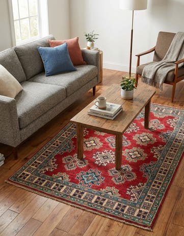 3' 5 x 5' 2 Hand Knotted Kazak Rug