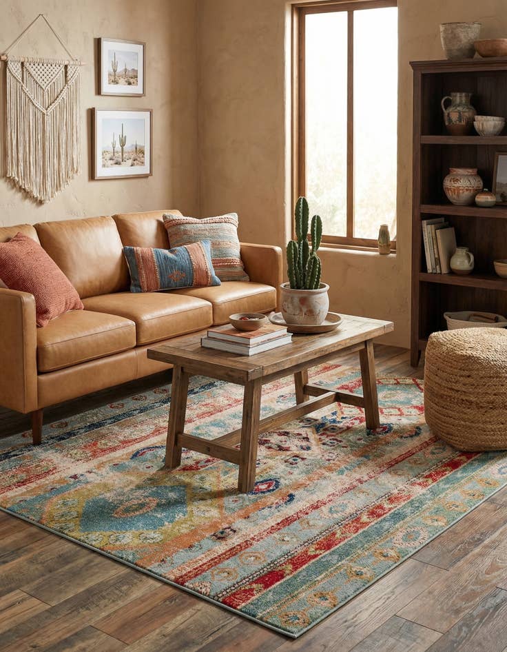 Detail image of 8' x 10'  Washable Santa Fe Rug