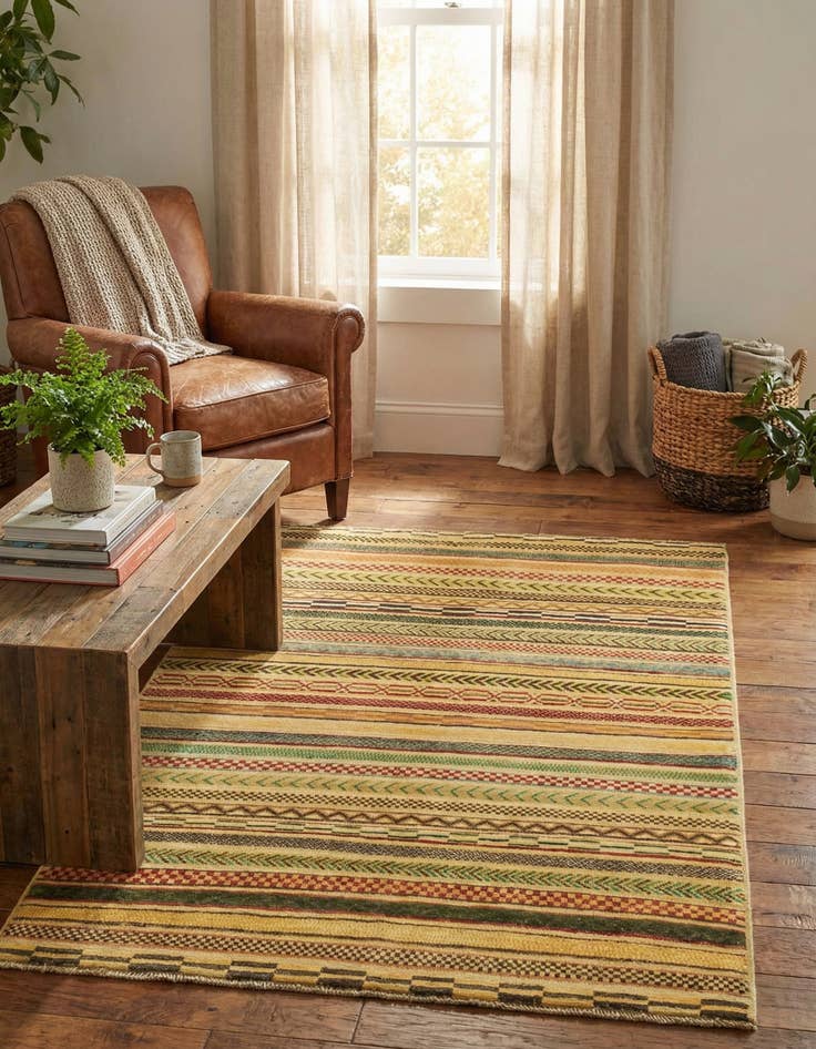 Detail image of  3' 7 x 5'  Hand Knotted Modern Ziegler Rug