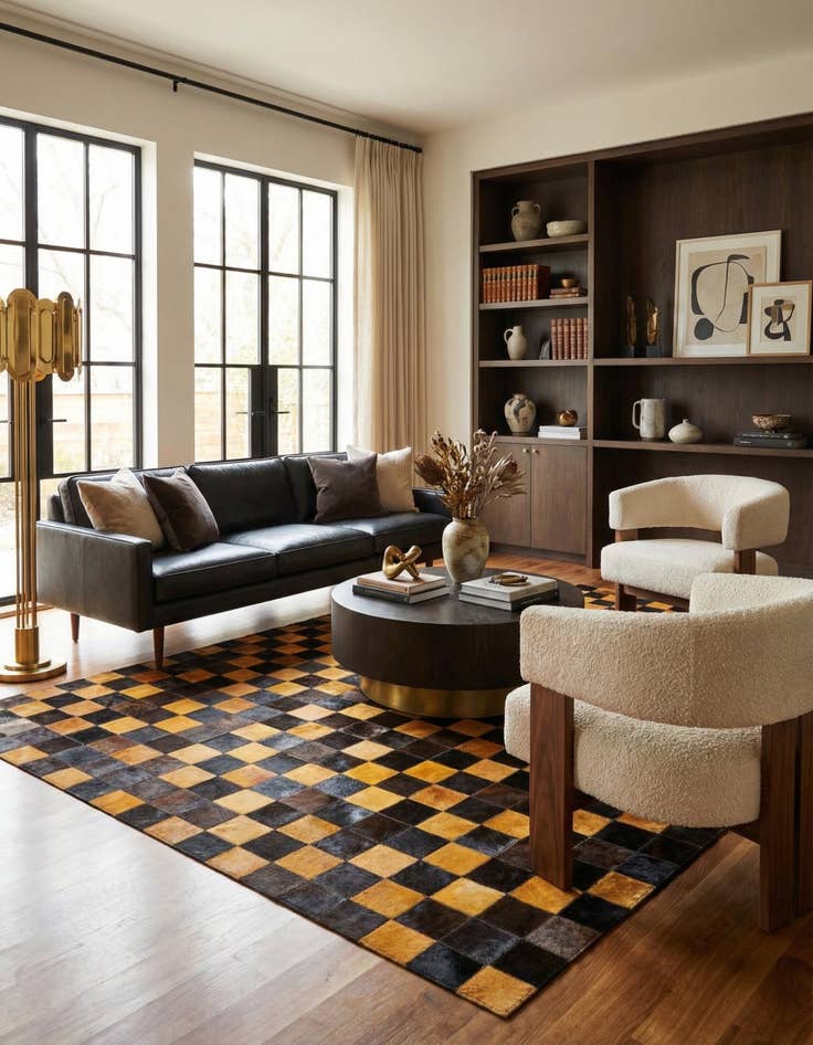 Detail image of 5' 2 x 8' Cowhide Stocks Rug