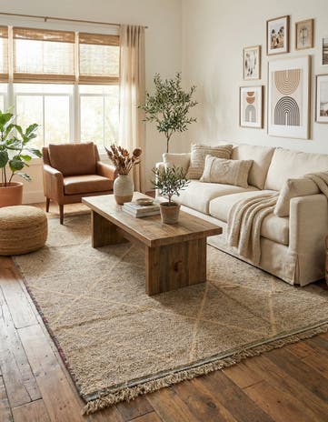 5' 9 x 9' 4 Hand Knotted Moroccan Wool Rug