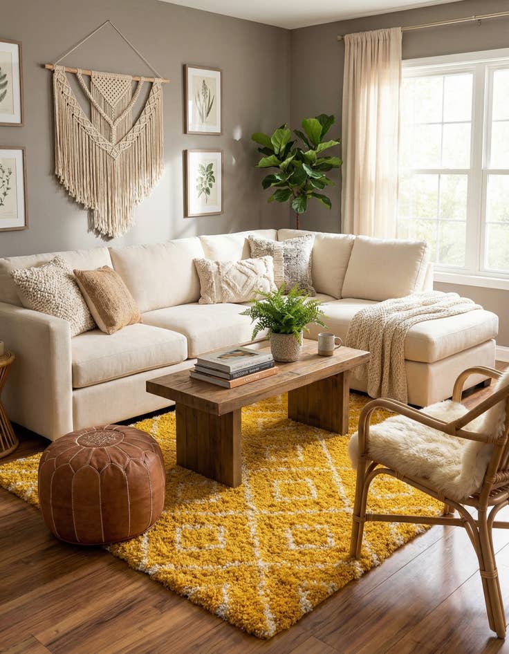 Detail image of  5' 3 x 5' 3 Lattice Shag Square Rug