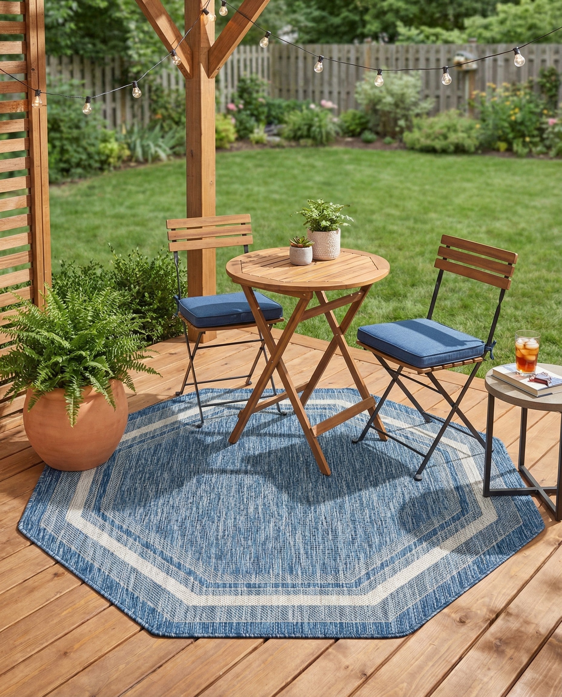  5' 3 x 5' 3  Washable Border Indoor / Outdoor Octagon Rug