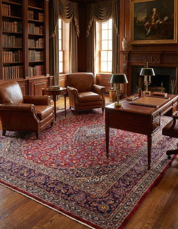 9' 7 x 12' 8 Hand Knotted Mashad Persian Wool Rug