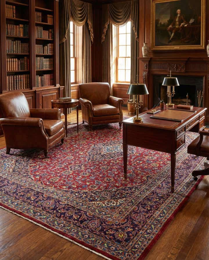 9' 7 x 12' 8 Hand Knotted Mashad Persian Wool Rug
