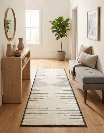 Ivory White Prismatic Runner Rug