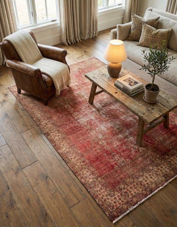 Detail image of 4' 4 x 7' 2  Hand Knotted Ultra Vintage Persian Wool Rug