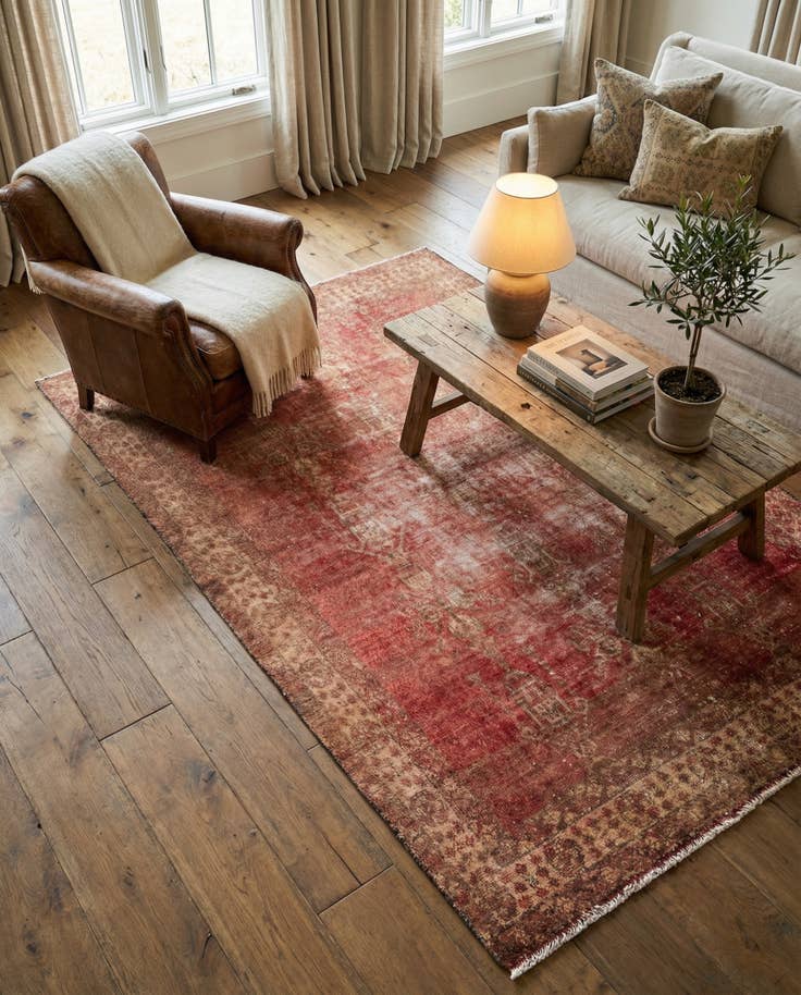 Detail image of 4' 4 x 7' 2 Hand Knotted Ultra Vintage Persian Wool Rug