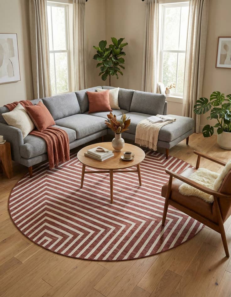 Detail image of  10' x 10'  Washable Modern Indoor / Outdoor Round Rug