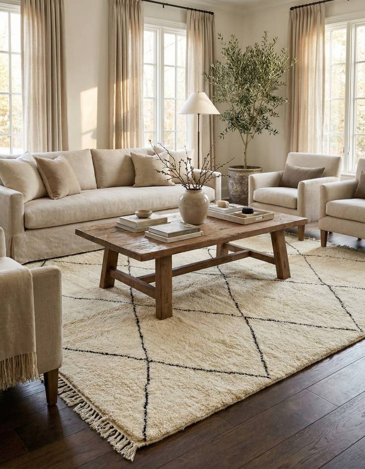 Detail image of 6' 6 x 9' 10  Hand Knotted Moroccan Wool Rug