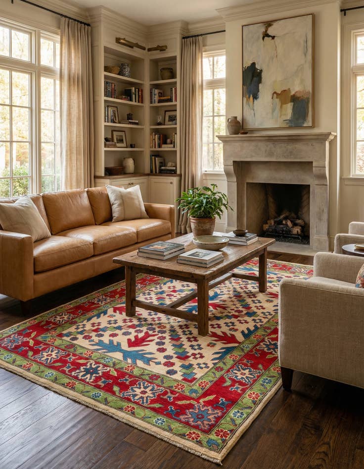 Detail image of 5' 7 x 9'  Hand Knotted Kazak Rug