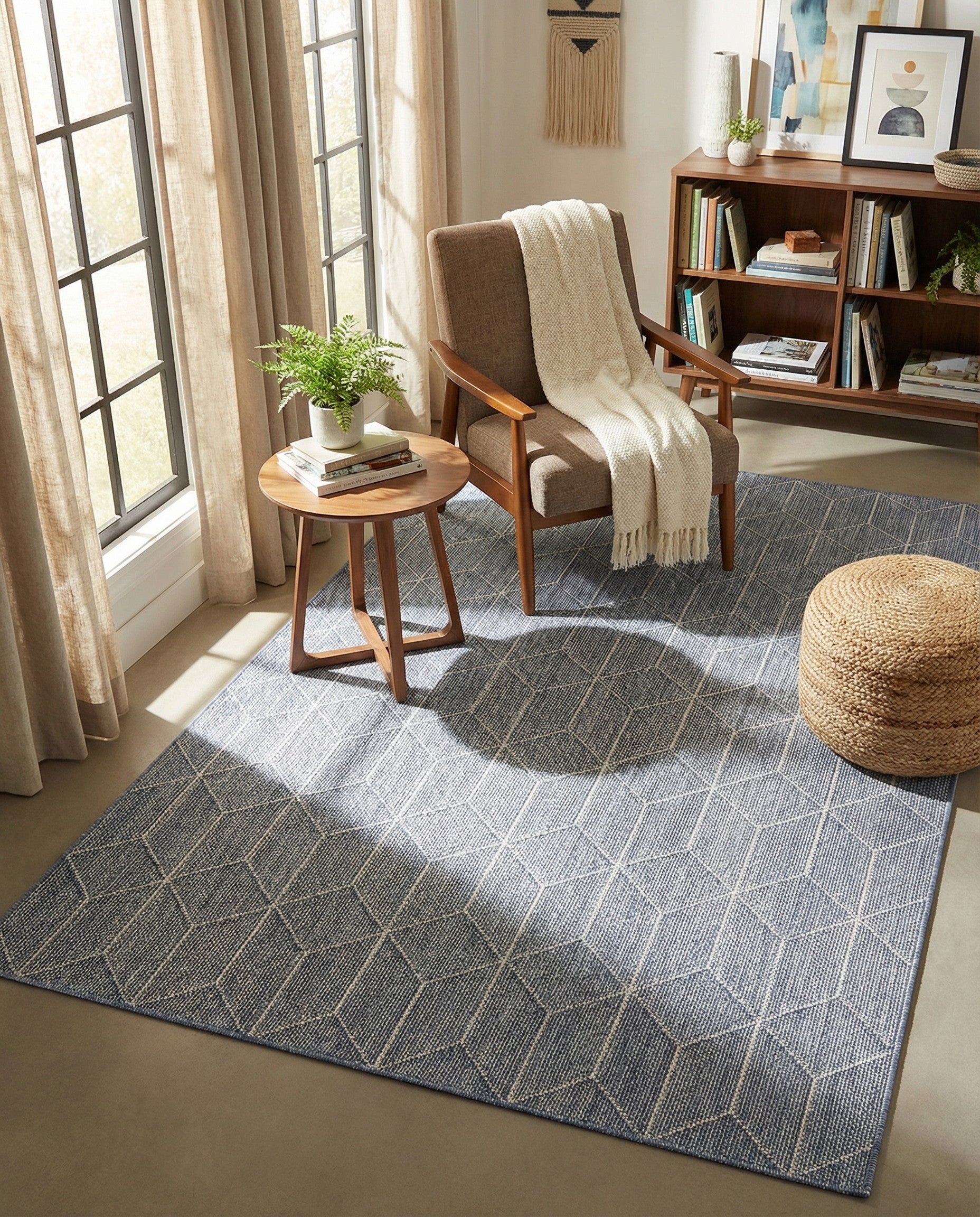 6' 1 x 9' Easy-Clean Trellis Indoor / Outdoor Rug