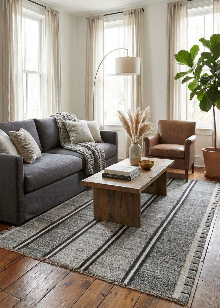 5' 5 x 8' Hand Woven Kilim Modern Wool Rug