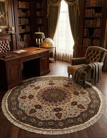 8' 2 x 8' 2 Hand Knotted Azerbaijan Round Rug