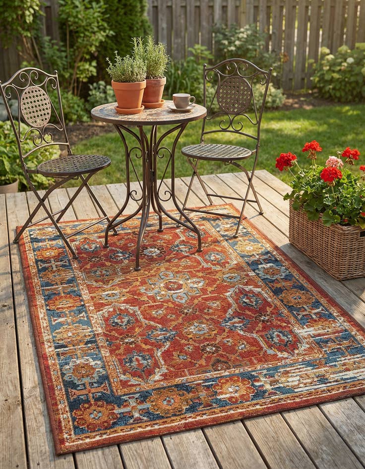 Detail image of 2' x 3'  Washable Traditional Indoor / Outdoor Rug