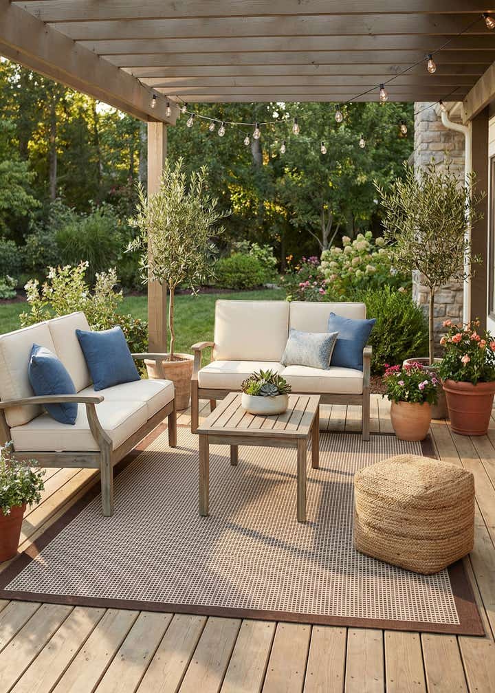 7' 10 x 10' Easy-Clean Border Indoor / Outdoor Rug