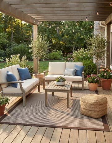 7' 10 x 10' Easy-Clean Border Indoor / Outdoor Rug