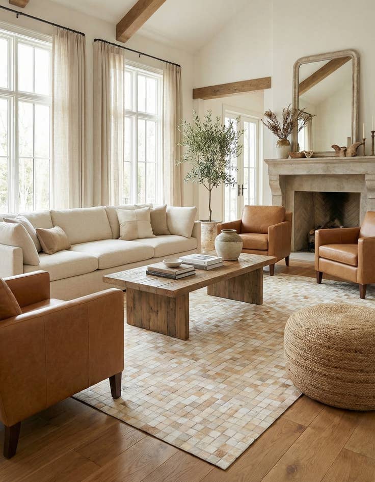 Detail image of 5' 2 x 7' 11 Cowhide Stocks Rug