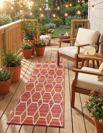 Red Easy-Clean Vista Breeze Indoor / Outdoor Runner Rug