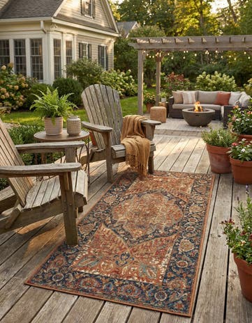 2' 7 x 5' 3 Easy-Clean Traditional Indoor / Outdoor Runner Rug