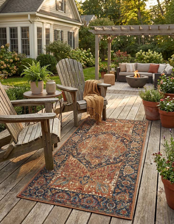 Detail image of 2' 7 x 5' 3  Washable Traditional Indoor / Outdoor Runner Rug