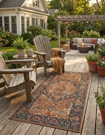 2' 7 x 5' 3 Easy-Clean Traditional Indoor / Outdoor Runner Rug
