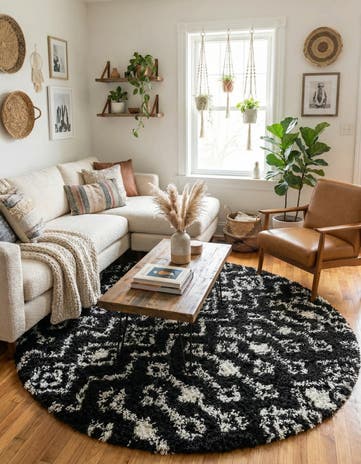 6' x 6' Moroccan Trellis Shag Round Rug