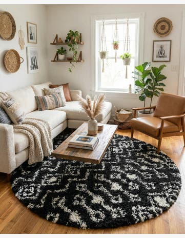 6' x 6' Moroccan Trellis Shag Round Rug