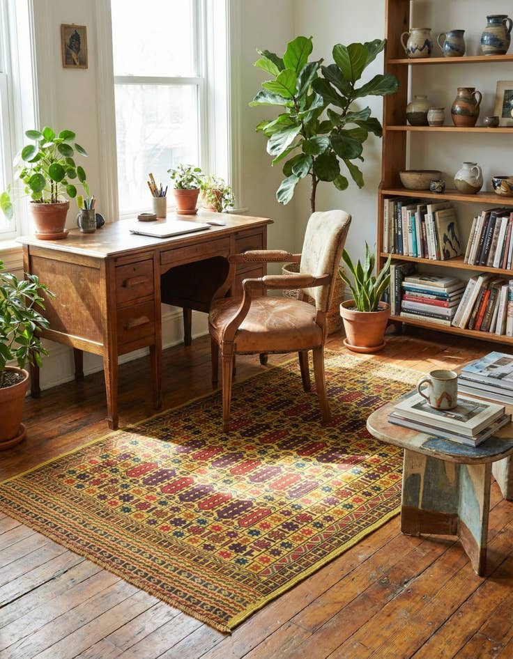 Detail image of 3' 10 x 6'  Hand Woven Kilim Afghan Wool Rug