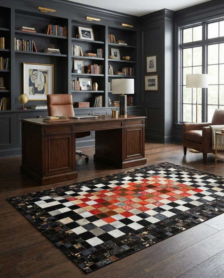 5' x 7' 9 Cowhide Leather Rug