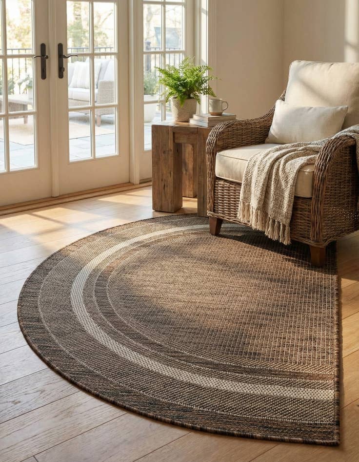 Detail image of 2' 7 x 4'  Washable Border Indoor / Outdoor Hearth Rug