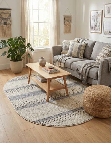 Sandy Beige Arlo Oval Rug