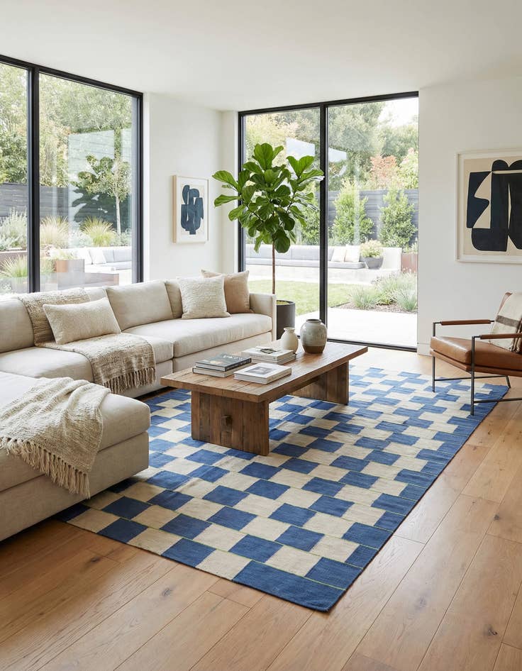 Detail image of 7' 1 x 9' 7  Hand Woven Kilim Modern Wool Rug