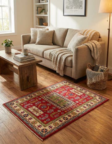 3' 5 x 5' Hand Knotted Kazak Rug
